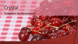  Presentation with tablecloth - Slides enhanced with cherries on tablecloth background and a coral colored foreground