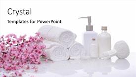  Presentation with cherry blossom - PPT theme having cherry blossom rolled towel oil background and a white colored foreground