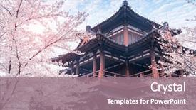  Presentation with cherry blossom - PPT theme having cherry blossom with traditional chinese background and a coral colored foreground
