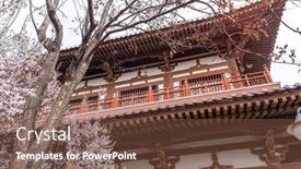  Presentation with cherry blossom - Beautiful presentation design featuring cherry-blossom-with-traditional-chinese backdrop and a tawny brown colored foreground