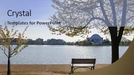  Presentation with cherry blossom - Audience pleasing presentation design consisting of cherry blossoms and jefferson memorial backdrop and a light blue colored foreground