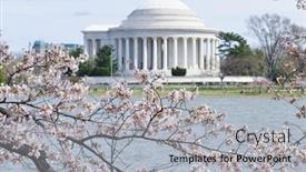  Presentation with cherry blossom - Slide deck having cherry-blossoms-and-jefferson-memorial background and a light gray colored foreground