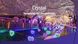  Presentation with japanese cherry blossoms - PPT theme with cherry blossoms sakura at night background and a violet colored foreground