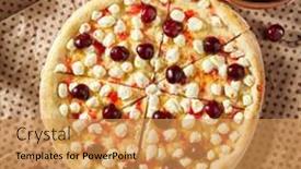  Presentation with cherry - Cool new slide deck with cherry-cheese-pizza-homemade-dessert backdrop and a yellow colored foreground