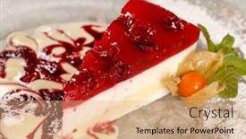  Presentation with cheesecake - Slide set with cherry-cheesecake background and a coral colored foreground