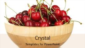  Presentation with flowers on white wooden - Cool new PPT theme with cherry-in-wooden-bowl-isolated backdrop and a yellow colored foreground