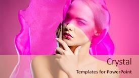  Presentation with cosmetics beauty - Presentation theme consisting of lips posing with lightweight translucent background and a lemonade colored foreground