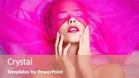  Presentation with beauty cosmetics - Amazing PPT theme having lips posing with lightweight translucent backdrop and a coral colored foreground