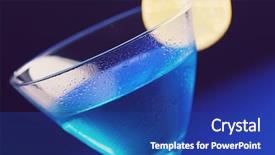  Presentation with liqueur - Presentation having cherry liqueur - close up of blue curacao background and a ocean colored foreground