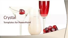  Presentation with liqueur - Cool new slides with cherry liqueur - variety of alcoholic drinks isolated backdrop and a  colored foreground