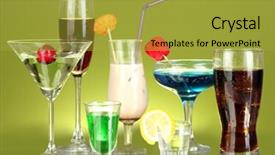  Presentation with liqueur - Theme consisting of cherry liqueur - variety of alcoholic drinks background and a  colored foreground