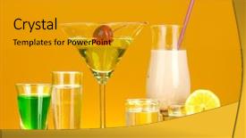  Presentation with alcohol energy drinks - Slide deck featuring cherry liqueur - variety of alcoholic drinks background and a  colored foreground