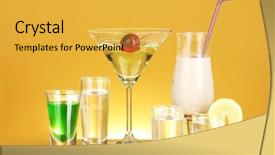  Presentation with liqueur - Slides having cherry liqueur - variety of alcoholic drinks background and a  colored foreground