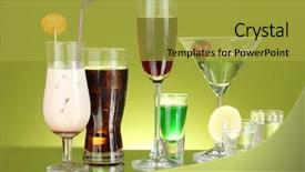  Presentation with alcohol energy drinks - Colorful slide set enhanced with cherry liqueur - variety of alcoholic drinks backdrop and a  colored foreground