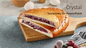  Presentation with sweet pastry - Slides enhanced with cherry-pie-on-wooden-board background and a yellow colored foreground