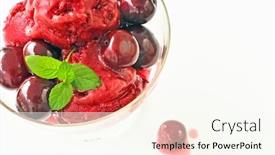  Presentation with liquor - PPT theme with cherry sorbet served with cherries in liquor background and a cream colored foreground