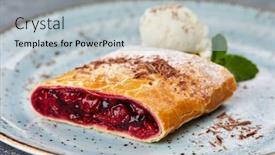  Presentation with ice cream - Colorful PPT theme enhanced with cherry-strudel-with-ice-cream backdrop and a light gray colored foreground