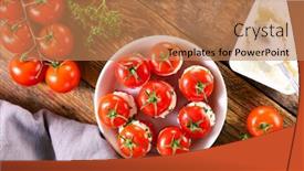  Presentation with tomato - PPT theme with cherry-tomato-garnish-with-cream background and a coral colored foreground
