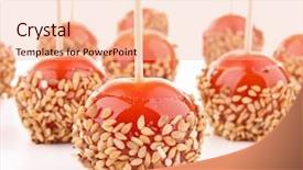  Presentation with tomato - Theme having cherry tomato with caramel and sesame like toffee apple background and a lemonade colored foreground