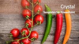 Presentation with chilli - Cool new theme with cherry tomatoes and chilli pepper on a wooden background backdrop and a red colored foreground