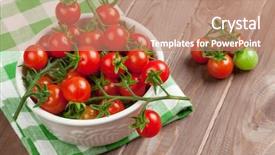  Presentation with tomato plant - Colorful PPT theme enhanced with cherry tomatoes bowl on wooden backdrop and a coral colored foreground