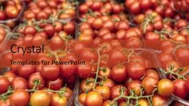  Presentation with plastic containers - Slide deck consisting of cherry tomatoes in plastic containers in the market background and a red colored foreground