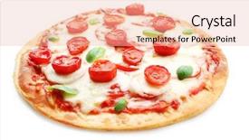  Presentation with tomatoes mechanism - Presentation theme enhanced with cherry tomatoes isolated on white background and a lemonade colored foreground