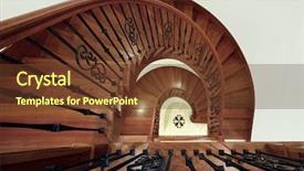  Presentation with railing - Slides with cherry wood spiral staircase with black railing background and a tawny brown colored foreground