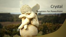  Presentation with ancient hinduism god sculpture - PPT theme consisting of cherub - garden sculpture background and a soft green colored foreground