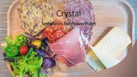  Presentation with table meal plan for osteotphorosis - PPT layouts featuring ches - delicious cheese with cold meats background and a  colored foreground