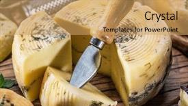  Presentation with herbs on wood - Presentation theme featuring ches - homemade cheese with herbs background and a yellow colored foreground