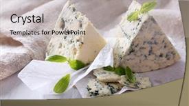  Presentation with blue cheese - Slide set featuring ches - tasty blue cheese with basil background and a light gray colored foreground