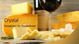  Presentation with wine - Beautiful slide deck featuring ches - various types of cheese backdrop and a gold colored foreground