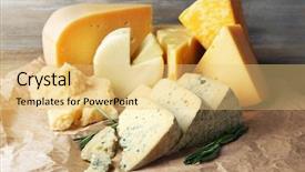  Presentation with cheese - Colorful slide set enhanced with ches - various types of cheese backdrop and a yellow colored foreground