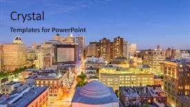  Presentation with baltimore - Presentation theme having chesapeake bay - baltimore maryland usa downtown cityscape background and a teal colored foreground