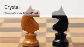  Presentation with knight - Audience pleasing slides consisting of chess balnacing - white and black knight backdrop and a light gray colored foreground