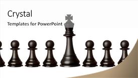  Presentation with king - Beautiful slide deck featuring chess board - black pawns team with its backdrop and a white colored foreground