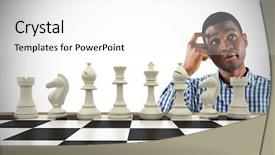  Presentation with chessboard - Audience pleasing presentation theme consisting of chess board - composite image of thinking casual backdrop and a white colored foreground