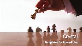  Presentation with queen chess - Amazing slide set having chess board - mans hand making a move backdrop and a coral colored foreground