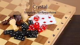  Presentation with officiating games - Beautiful PPT theme featuring chess board - mix of games close-up backdrop and a coral colored foreground