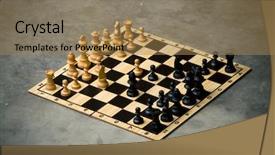  Presentation with chess board - Theme with chess board on a cement background and a  colored foreground