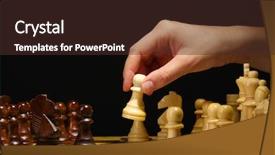  Presentation with chess board - Beautiful PPT layouts featuring chess board with chess pieces backdrop and a tawny brown colored foreground