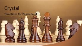  Presentation with chess pieces - Slide set consisting of chess board with chess pieces background and a coral colored foreground