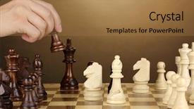  Presentation with chess board - Audience pleasing PPT theme consisting of battle plan - chess board with chess pieces backdrop and a coral colored foreground