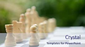  Presentation with chess pieces - Presentation consisting of chess board with chess pieces background and a sky blue colored foreground