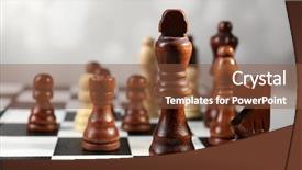  Presentation with chess pieces - Presentation theme with chess board with chess pieces background and a tawny brown colored foreground