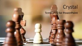  Presentation with chess pieces - Amazing slides having chess board with chess pieces on light background backdrop and a coral colored foreground