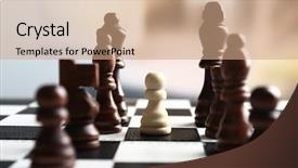  Presentation with chess board - Colorful presentation theme enhanced with chess board with chess pieces backdrop and a coral colored foreground