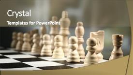 Presentation with chess pieces - Theme consisting of chess board with chess pieces background and a gray colored foreground