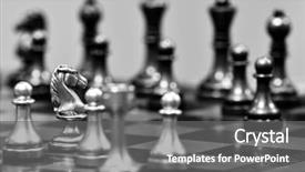  Presentation with knight - Presentation design consisting of chess board with white knight background and a gray colored foreground